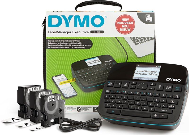 DYMO - LabelManager Executive 640 CB - Draagbare Labelprinterkit - Zwart - Inclusief Draagtas en 3 Labelcassettes