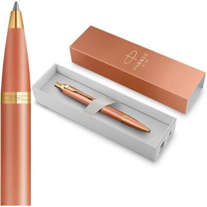 Parker IM-balpen | grijze lak met gouden details | medium punt | Blauwe inkt | geschenkverpakking