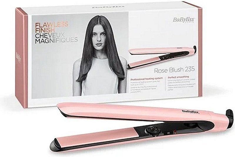 BaByliss 2498PRE Rose Blush 235, lisseur, plaques longues,revêtement en titane-céramique, 13 niveaux de température [170-235°C],système de chauffe Advanced Ceramic pour une chauffe rapide et constante