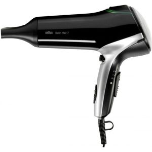 Braun Satin Hair 7 BRHD730E haardroger, 2200 W, IONTEC anti-kroestechnologie, 3 temperaturen/2 snelheden, fijne concentrator en diffuser, zwart