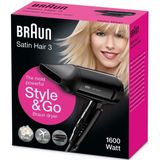 Braun HD350 Satin-Hair 3 Style&Go - Haardroger Zwart
