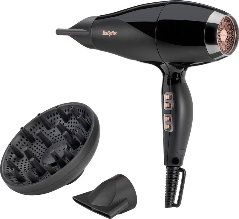 BaByliss Power Pro 2300 6716DE Föhn - Föhn met diffuser en 2 extra blaasmonden - 122 km/u - Coolshot