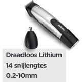 BaByliss - Lithium Power - Baardtrimmer - Zwart - Roestvrijstaal - 14 Kniplengtes