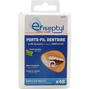 Efiseptyl - Porte Fil - Fil Dentaire Ultra Résistant - Facile A Insérer - Goût Menthe - x48