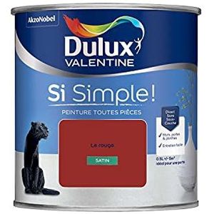 Dulux Valentine Kleur voor gebruik binnenshuis, voor muur en plafond, deur en plint, kleur: rood, 0,5 l