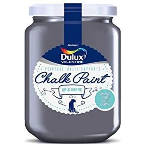 Dulux Valentine Chalk Paint 5329872 Binnenverf, verschillende ondergronden, kleur: eenvoudig grijs, 0,4 l