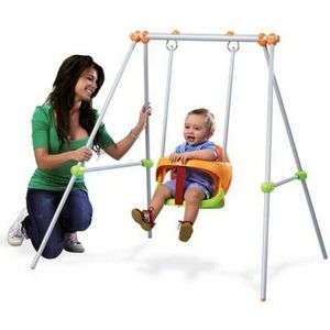 Smoby Schommelframe van metaal, babyschommel, vanaf 6 maanden, hoogte 120 cm, zitting met veiligheidsbeugel 310046