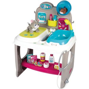 Smoby - Dierenartskliniek: speelset met onderzoeks- en wasruimte, inclusief uitgebreide dokteraccessoires, pluche kat en pluche hamster, voor kinderen vanaf 3 jaar