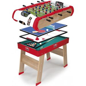 Smoby - Powerplay 4 in 1 tafelvoetbal - Tafelvoetbal, biljart, puck en pingpong - 120x90x86 - Vanaf 8 jaar