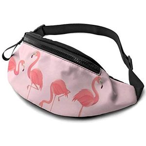 Fietsen Heuptas Roze Flamingo's Unisex Borsttas Lichtgewicht, Elegante Wandeltas voor Klimmen Sport Geschenken 14X35Cm, Heuptas 15, 14x35cm