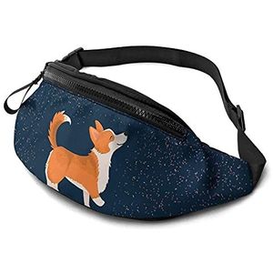 Taille Fanny Pack Leuke Corgi Unisex Taille Pack Tas Mode, Opvouwbare Bumbags voor Workout Vrouwen Party 14X35Cm, Heuptas 16, 14x35cm