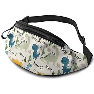 Running Taille Pack Cartoon Dinosaurus Unisex Heuptas Lichtgewicht, Opvouwbaar Fanny Pack voor Activiteiten Fit Gym 14X35Cm, Taille Bag 145, 14x35cm