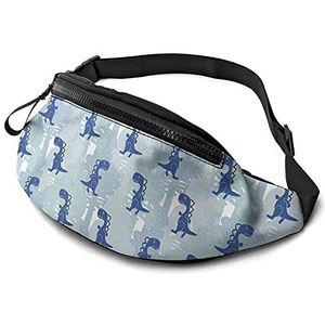 Heuptas blauw kleine dinosaurus unisex fanny pack verstelbaar, met hoofdtelefoon gat heuptas voor gym hond wandelen mannen 14 x 35 cm, Heuptas 266, 14x35cm