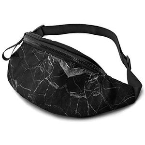 Heuptas zwart marmer unisex fanypack verstelbaar, premium heuptas voor reizen mannen hardlopen 14 x 35 cm, Heuptas 517, 14x35cm