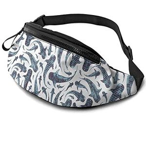 Taillepacks Walvis Shark Unisex Wandeltas Lichtgewicht, Opvouwbare Taille Pouch Tas voor Klimmen Jongens Workout 14X35Cm, Heuptas 576, 14x35cm