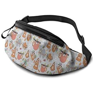 Travel Pack Katoen Luiaards Unisex Heuptas Opvouwbaar, Lichtgewicht Riem Tas Pouch voor Vrouwen Reizen Jogging 14X35Cm, Heuptas 578, 14x35cm