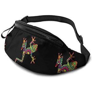 Taille Pack Boho Kikker Boom Unisex Borsttas Mode, Premium Riem Tas voor Workout Hond Wandelen Fietsen 14X35Cm, Heuptas 640, 14x35cm