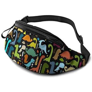 Fietsen Heuptas Grappige Dinosaurussen Unisex Borsttas Mode, Opvouwbare Taille voor Gym Buiten Werk 14X35Cm, Heuptas 830, 14x35cm