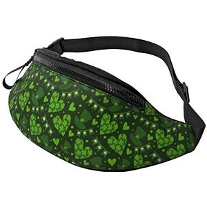 Running Taille Pack Green Hearts Clover Unisex Heuptas Verstelbare, Lichtgewicht Sport Heuptas voor Vrouwen Klimmen Camping 14X35Cm, Heuptas 1562, 14x35cm