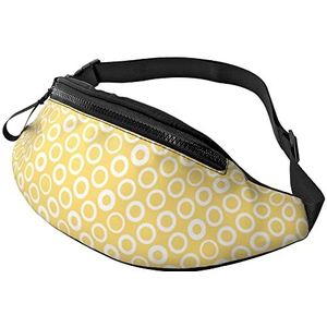 Fannypack gele cirkel unisex fanny pack mode, lichtgewicht heuptas voor sport meisjes tieners 14 x 35 cm, Heuptas 1690, 14x35cm