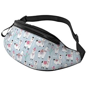 Heuptas Cartoon Lama Alpaca Unisex Fannypack Lichtgewicht, Verstelbare Borsttas voor Activiteiten Mannen Sport 14X35Cm, Heuptas 2179, 14x35cm