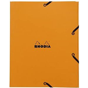 RHODIA 19248C – elastische map – kartonnen tas met 3 kleppen oranje – 19 x 24 cm – A5 19 x 24 cm – robuuste gecoate kaart – opslag voor kantoor en documentenarchivering