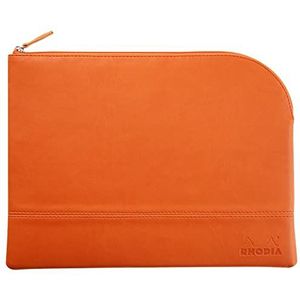 RHODIA 116746C – tas met ritssluiting van kunstleer – tangerine – maat L (21 x 28 cm) – echte naden – binnenkant oranje stof – opslag van documenten, kleine benodigdheden