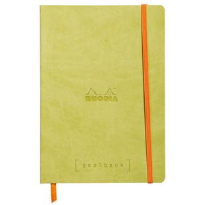 RHODIA 117575C Notitieboek, Bullet Journal, Goalbook, anijs, A5, 14,8 x 21 cm, gestippeld, 240 pagina's, wit Clairefontaine papier, 90 g/m², 2 banden, elastische sluiting, kunstleer