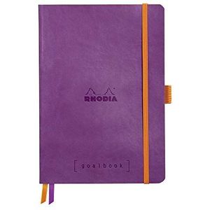 RHODIA 117770C Notitieboek, Bullet Journal, Goalbook, paars, A5, 14,8 x 21 cm, kleine ruitjes, 240 pagina's, lichtbruin papier, 90 g/m², 2 banden, elastische sluiting, kunstleer