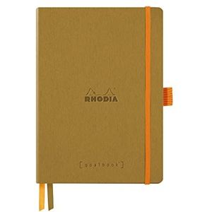 RHODIA 117811C - Carnet Souple Bullet Journal Goalbook Or - A5 - Pointillés Dot - 240 pages - Papier Clairefontaine Ivoire 90g - 2 Rubans, Fermeture Élastique - Couverture Simili Cuir