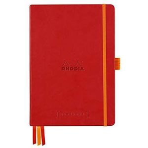 Rhodia 118582C notitieboek Goalbook (DIN A5, 14,8 x 21 cm, stippen, praktisch en trendy, met vast deksel, 90 g wit papier, 120 vellen) 1 stuk, klaprozenrood