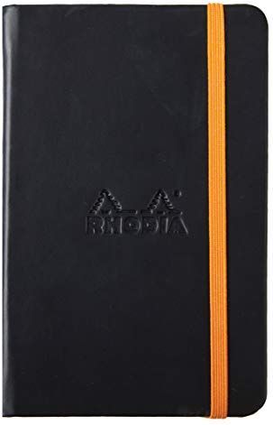 RHODIA 118642C Notitieboek, A6, gelinieerd, 192 pagina's, lichtbruin papier, 90 g/m, bladwijzer, elastische sluiting, omslag van kunstleer, collectie Rhodiarama