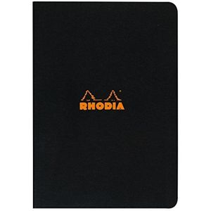 RHODIA 119169C - Piqué Black Notitieboek, A4, 21 x 29,7 cm, gelinieerd, 96 pagina's, wit Clairefontaine papier, 80 g/m², omslag van gecoate kaart, zacht, robuust en waterdicht, klassiek