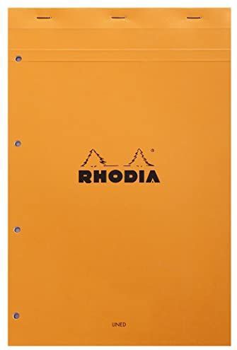 Notizblock Rhodia Nr. 11 A4+ liniert mit Rand gelocht 80 Blatt orange