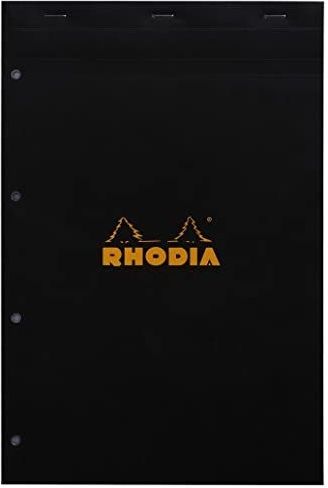 Rhodia Notizblock Rhodia Nr. 20 A4+ kariert 80 Blatt gelocht schwarz