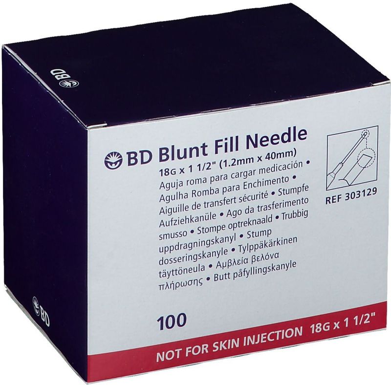 BD Blunt optreknaald 18G roze 1,2x40mm 100 stuks