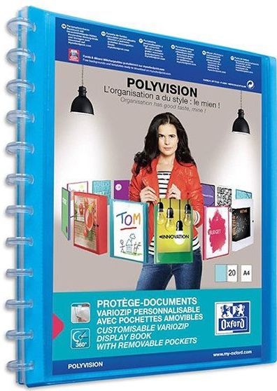 Oxford sichtbuch polyvision A4 PP vario-zipp-Prinzip 20 Hüllen blau