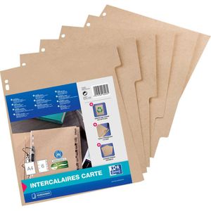 Oxford Touareg - Kartonnen Tabbladen - A4 - 6 Tabs - Onbedrukt - 11 Gaats - Naturel