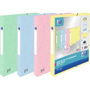Oxford Top File  elastobox, rug van 2,5 cm, geassorteerde pastelkleuren, pak van 4 stuks
