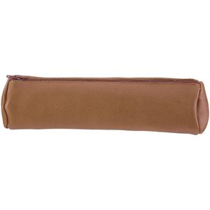 Elba Oxford Schooletui, rond, 22 x 6 cm, met ritssluiting, leer, karamel, bruin