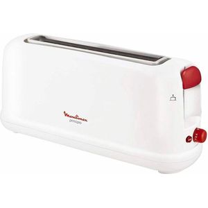 Moulinex Principio LS160111 Broodrooster met lange sleuf met 25 cm lange sleuf, kruimellade met 7 roosterstanden, ontdooifunctie en uitknop, voor een groot aantal brood, wit