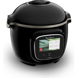 Moulinex Cookeo Touch Wifi Smart Multikoker, 6 liter tank, hoge druk, stapsgewijze handleiding, 250 geïntegreerde recepten, Moulinex CE902800 app, zwart