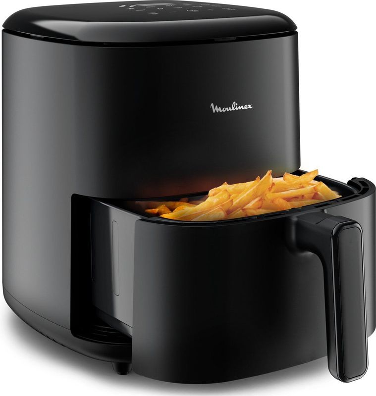 Moulinex Easy Fry Max 5 l luchtfriteuse voor koken in korte tijd, energiebesparing tot 70%, intuïtief bedieningspaneel, 10 automatische programma's, tot 6 personen, recept