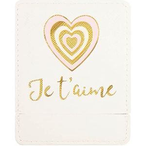 Draeger Paris zakspiegel Ik hou van je met etui, wit hart, vierkante make-upspiegel om mee te nemen, ideaal voor thuis, op reis, 9 x 7 cm, cadeau voor geliefden, vriendschap, familie, verjaardag