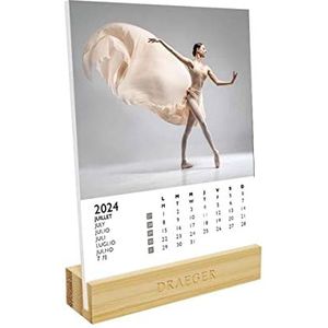 DRAEGER PARIS | Danskalender 2024 | 12 x 16,5 cm | jaar 2024 | 7 talen | Maandkalender | Bamboe sokkel | FSC®-gecertificeerd papier | plantaardige inkt