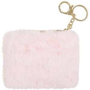 DRAEGER Paris | Roze pluche portemonnee | zachte portemonnee met sleutelhanger | make-uptas, pennenetui | cadeau-idee voor meisjes dames kinderen volwassenen | schattig cadeau, Lightpink, 12 x 9 cm,