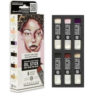 Sennelier Set van 6 Mini Oil Sticks - Donkere kleuren - N130116.02