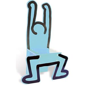 VILAC - Spelletjes en speelgoed - Poefs - Houten stoel - Grafisch - Iconisch ontwerp - Blauw - Keith Harding - Stoel voor kinderen vanaf 3 jaar - Gemaakt in Frankrijk - 9293