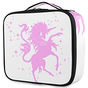 Roze paard eenhoorn make-up tas toilettas rits make-up cosmetische tassen organizer zakje voor gratis compartiment vrouwen meisjes