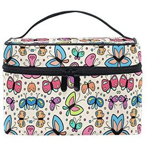 Cartoon schattige vlinder cosmetische tas organizer rits make-up tassen zakje toilettas voor meisjes vrouwen